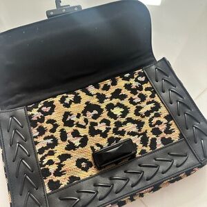 Boutique Leopard Print Clutch with Black Accents NWoT